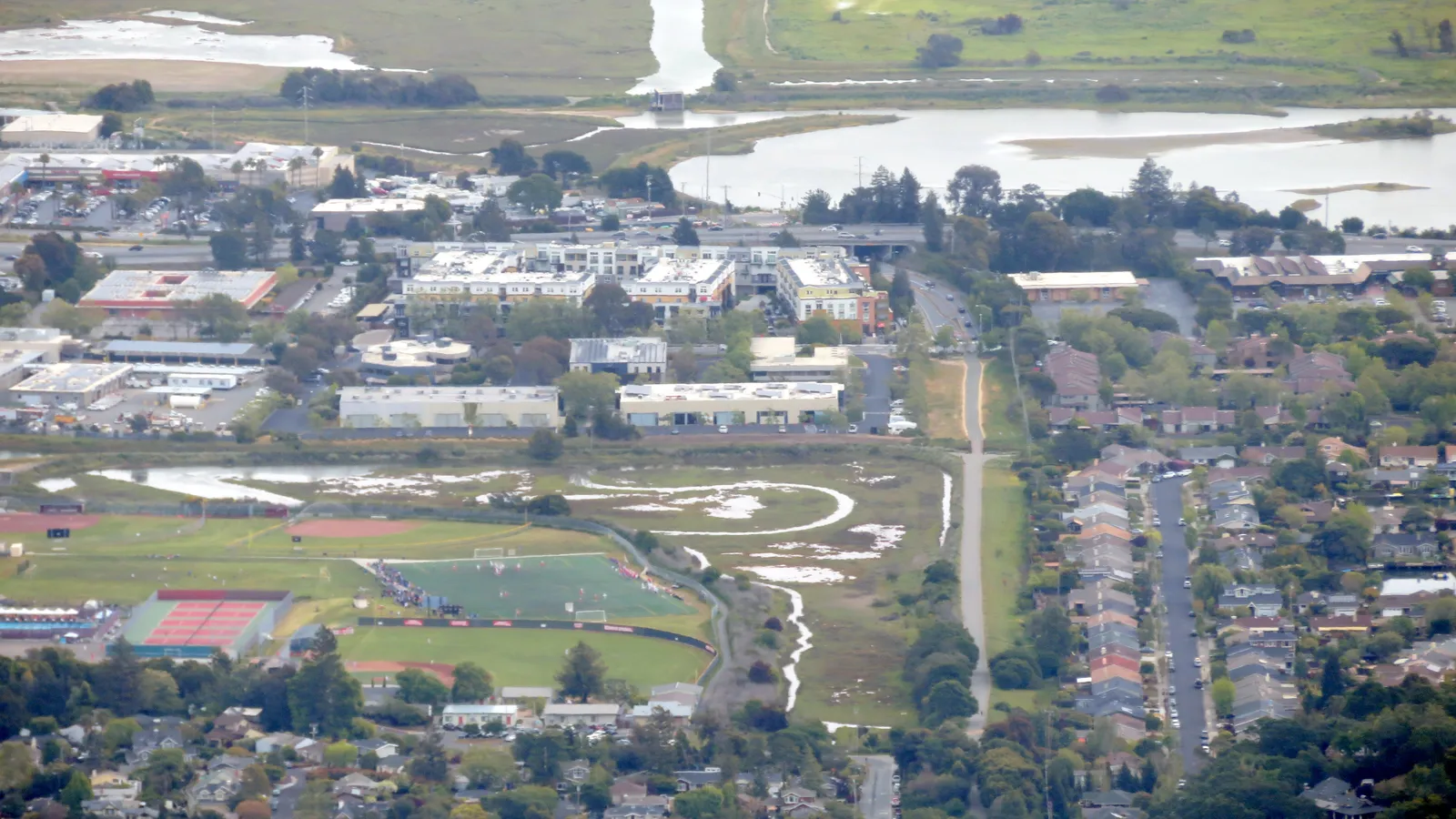 Larkspur Path and Corte Madera, viewed from Mount Tamalpais in Marin County